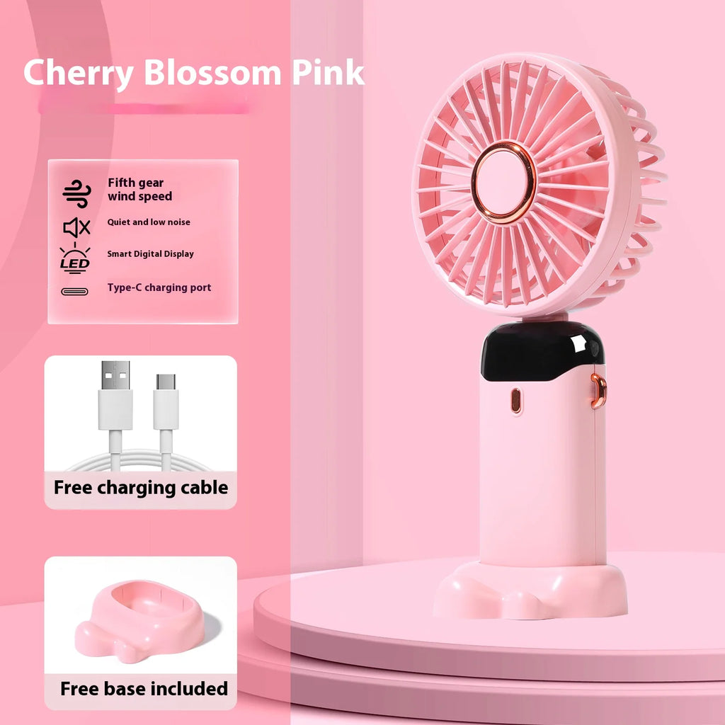 Mini Portable Handheld Fan Foldable Neck Hanging Fans 5 Speed