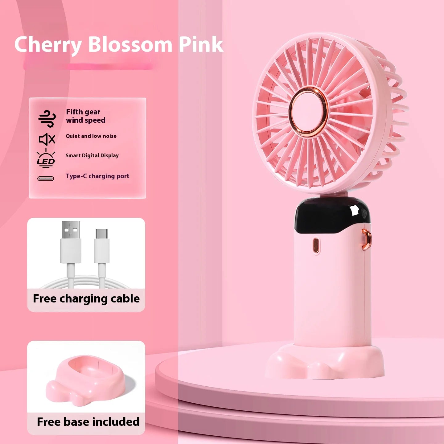 Mini Portable Handheld Fan Foldable Neck Hanging Fans 5 Speed