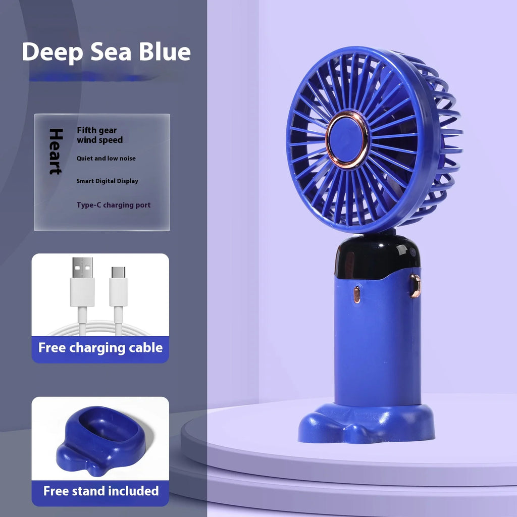 Mini Portable Handheld Fan Foldable Neck Hanging Fans 5 Speed