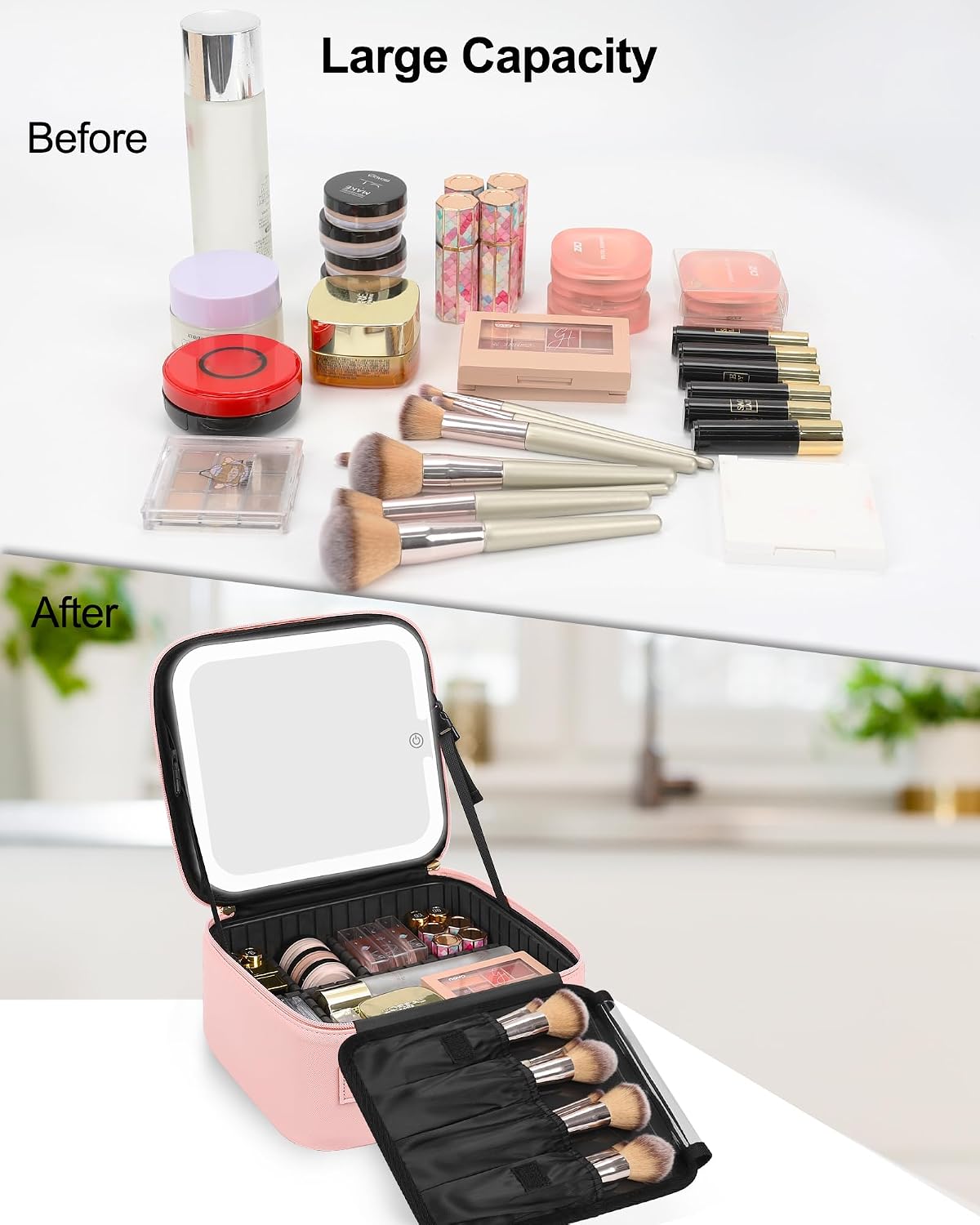 Makeup Bag with Mirror & Light