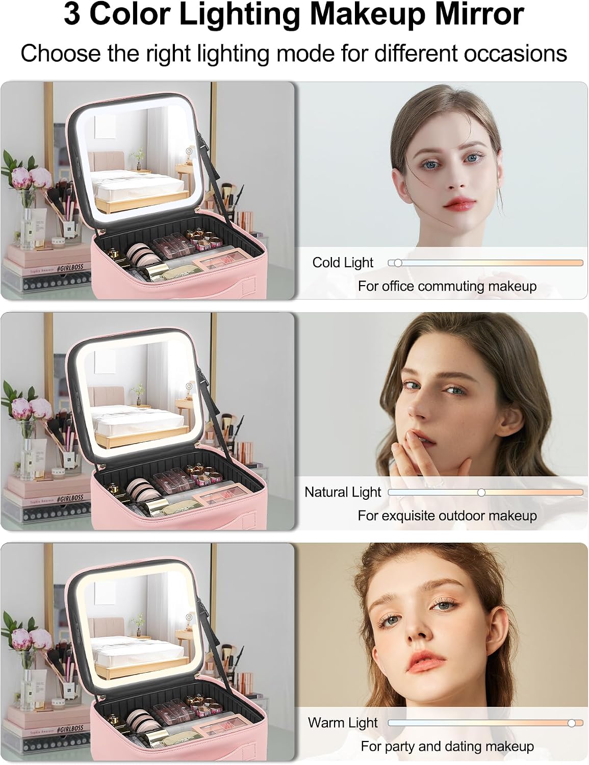 Makeup Bag with Mirror & Light