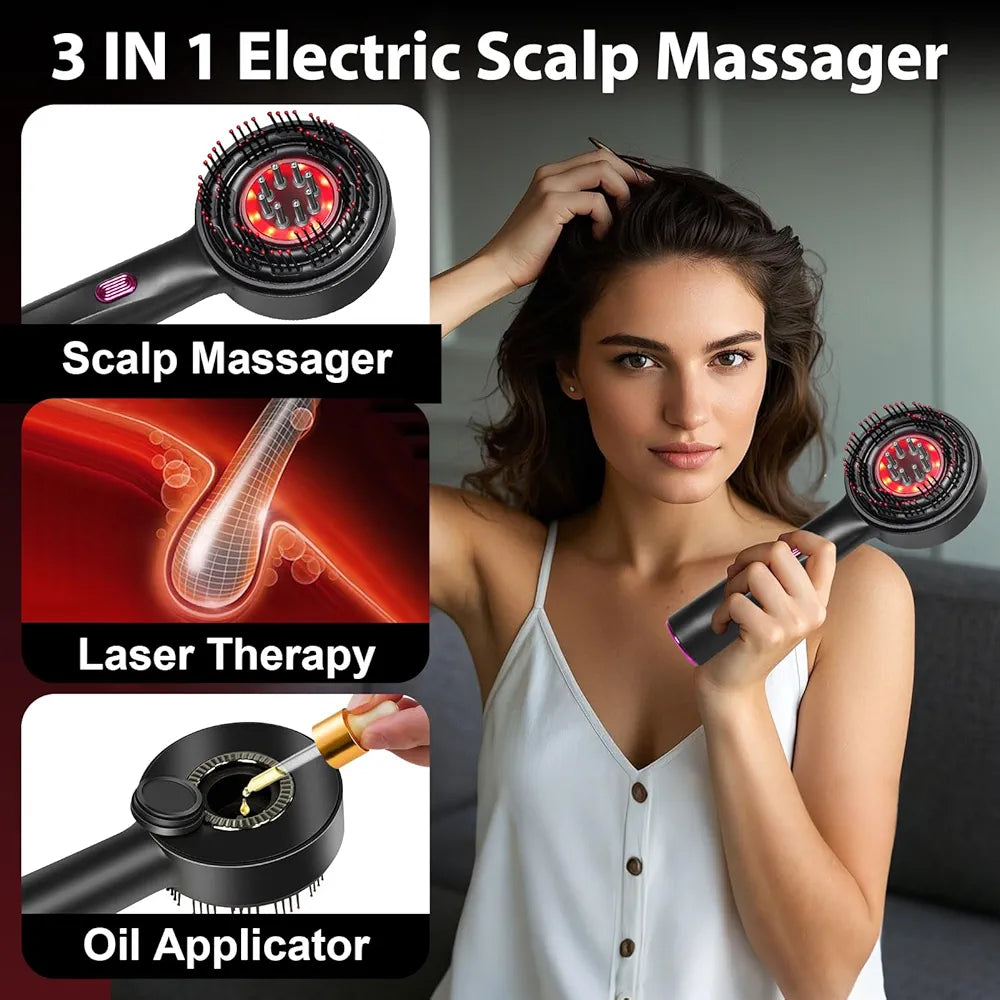 Laser Therapy Hair Growth Comb – Electric Scalp Massager & Hair Oil Applicator Waterproof