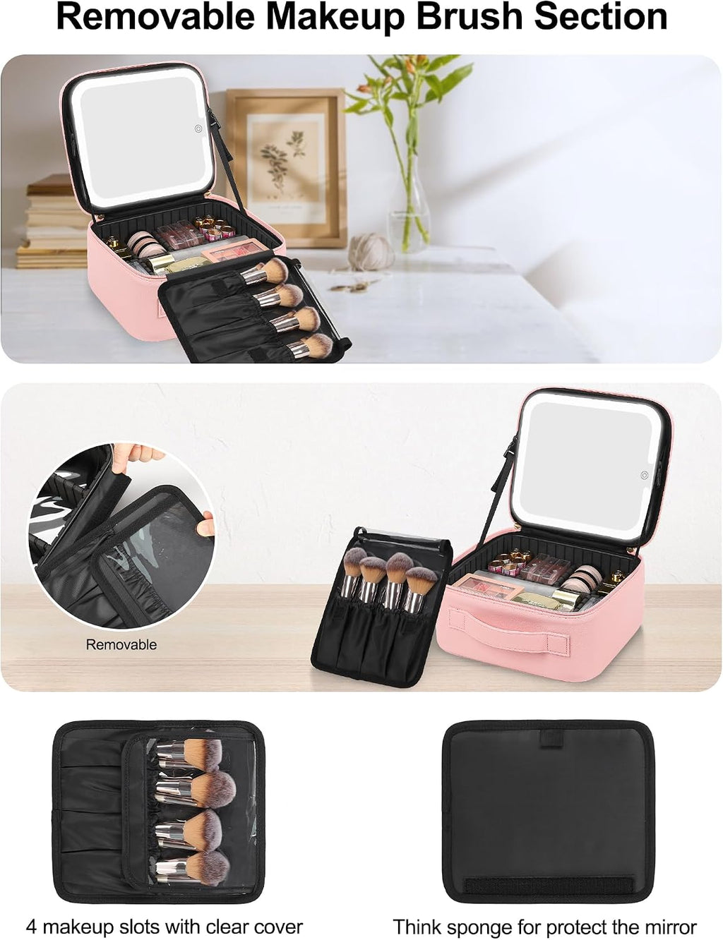 Makeup Bag with Mirror & Light