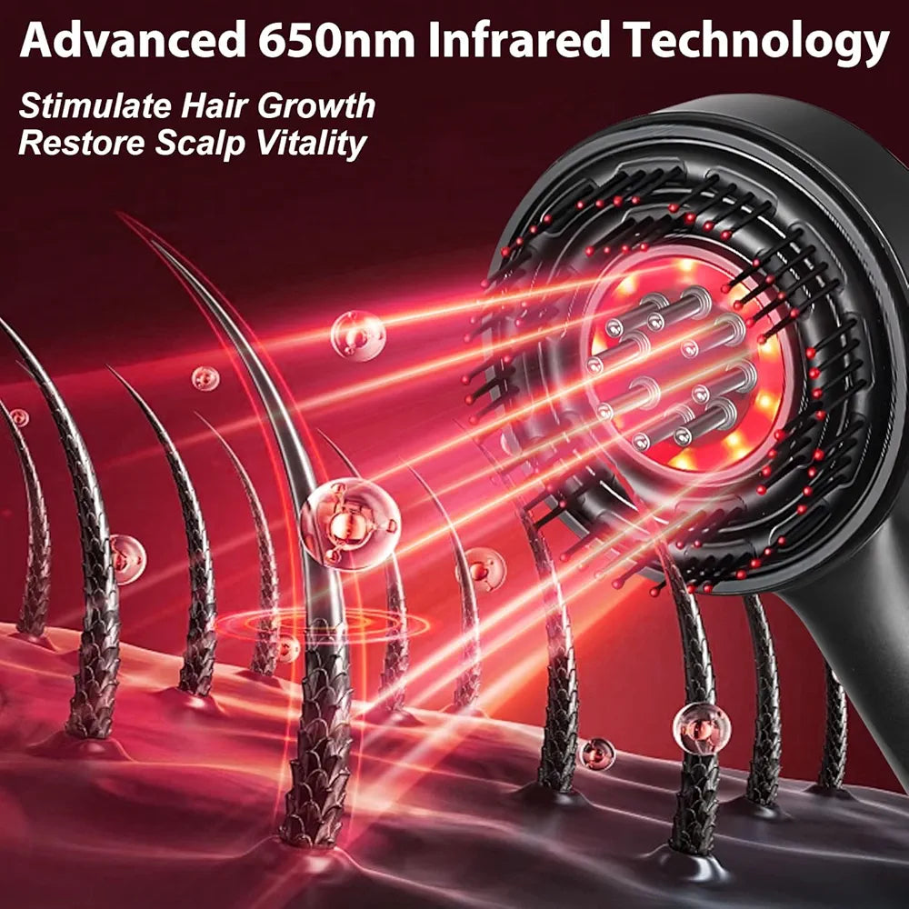Laser Therapy Hair Growth Comb – Electric Scalp Massager & Hair Oil Applicator Waterproof